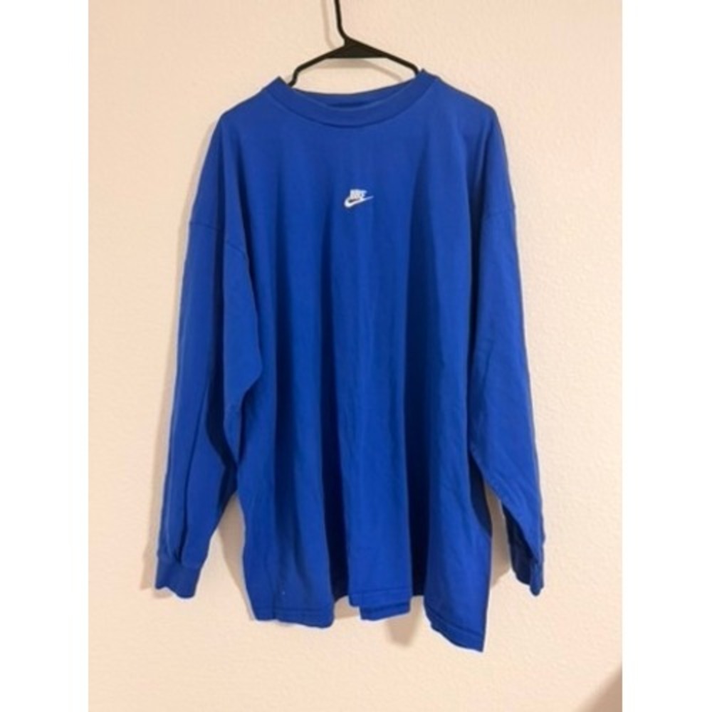 Nike Team Mens XXL Royal Blue Long Sleeve T-Shirt Embroidered Center Swoosh Logo
